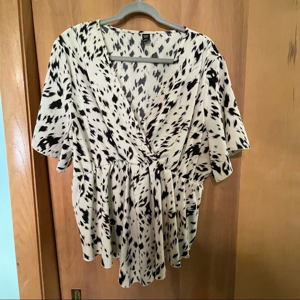 Shein Curve Leopard Print Babydoll Top